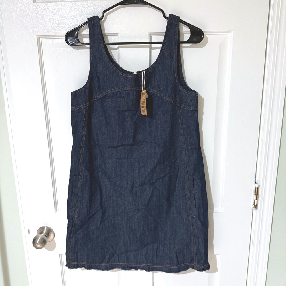 Natural Life Dark Wash Denim Pinafore Mini Dress Small LHDRS002260 New With Tags